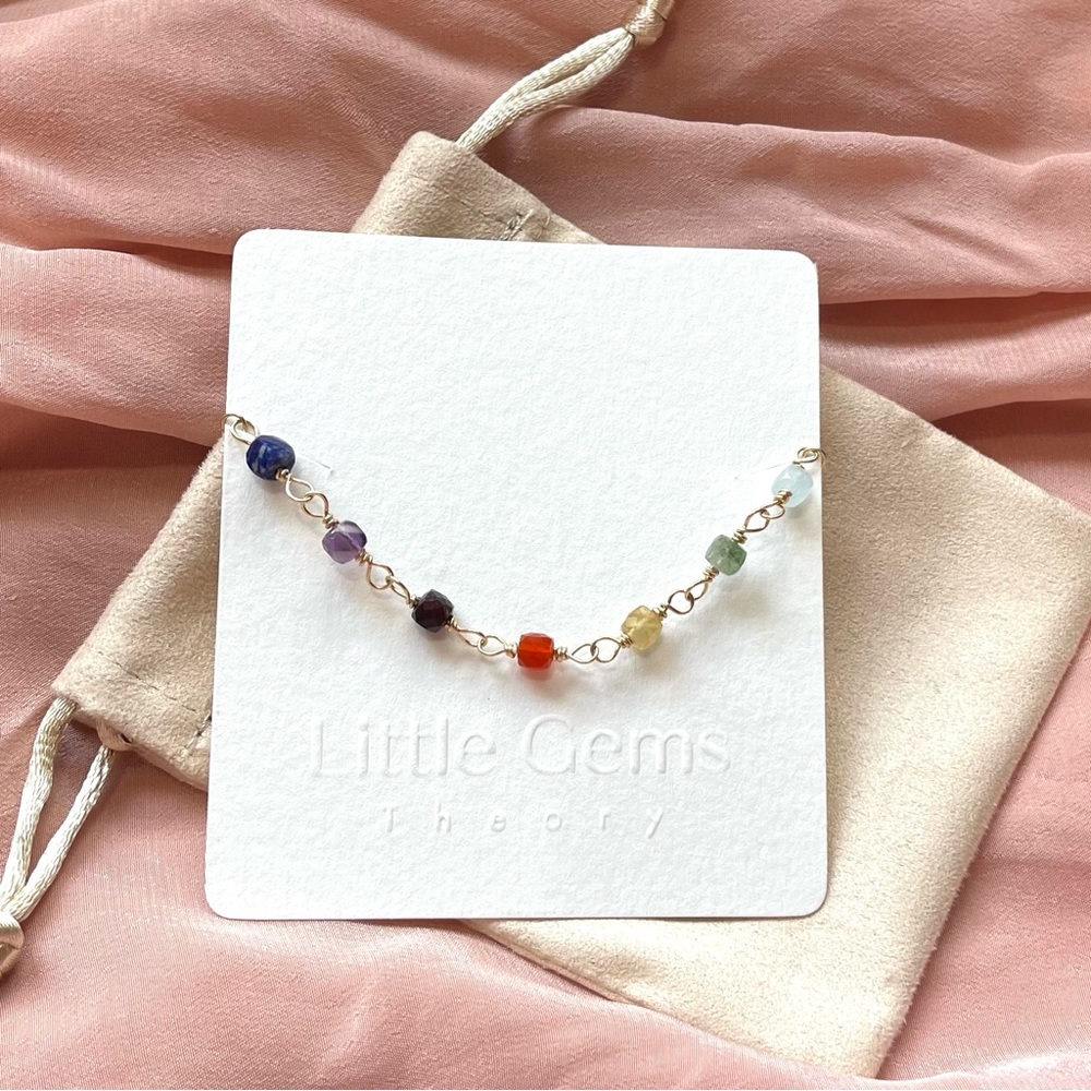 7 Chakra Bracelet Women’s Dainty Gemstones & 14K Gold Fill Bracelet